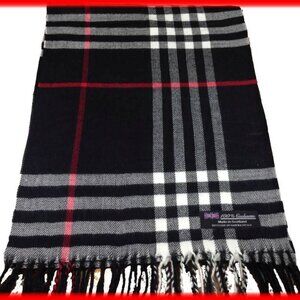 Black Plaid Fringe Scarf with Red Accent - Women's Wrap